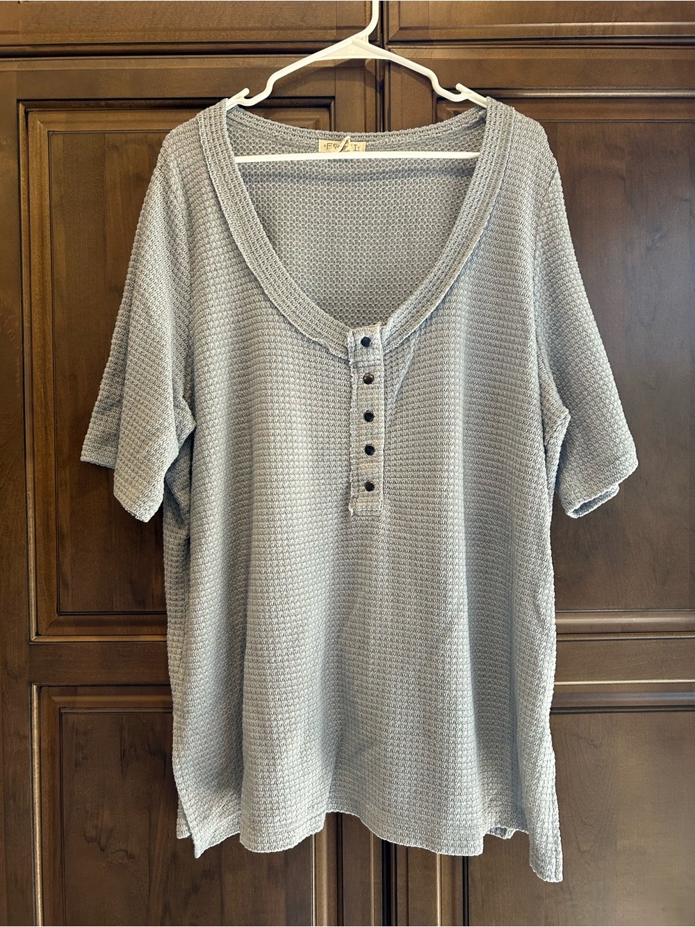 Light Gray Waffle Henley Women’s Shirt